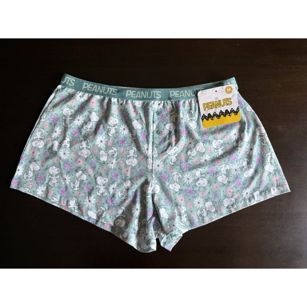 Women's Peanuts Dancing with Flowers Underwear Sz M Green & Pink NWT